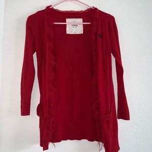 Ruffled Red A&F Cardigan